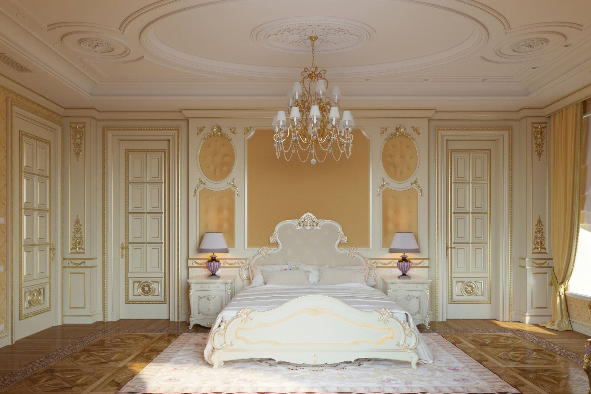 Уютный классический интерьер спальни