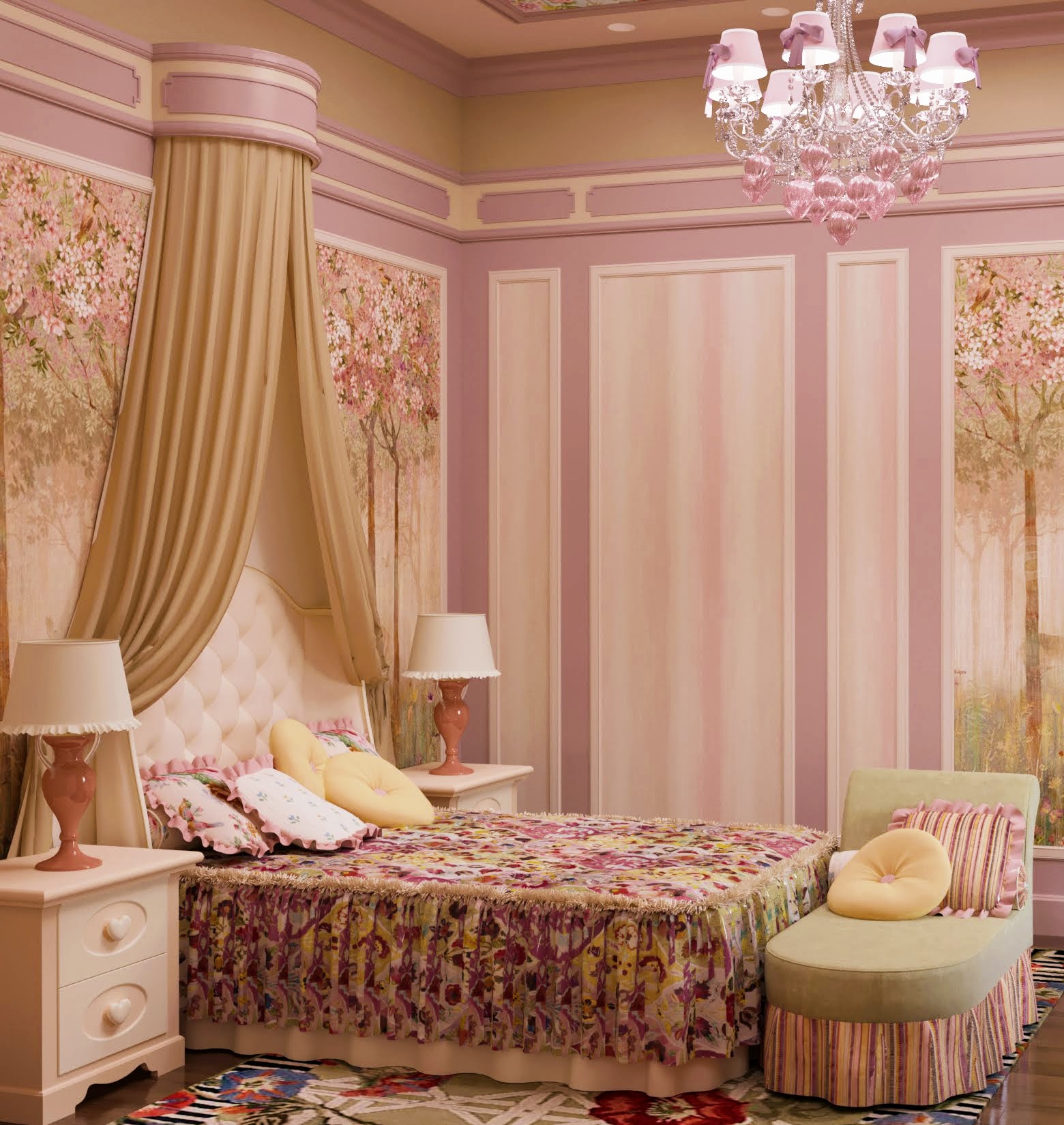 Textile design in a bedroom decoration