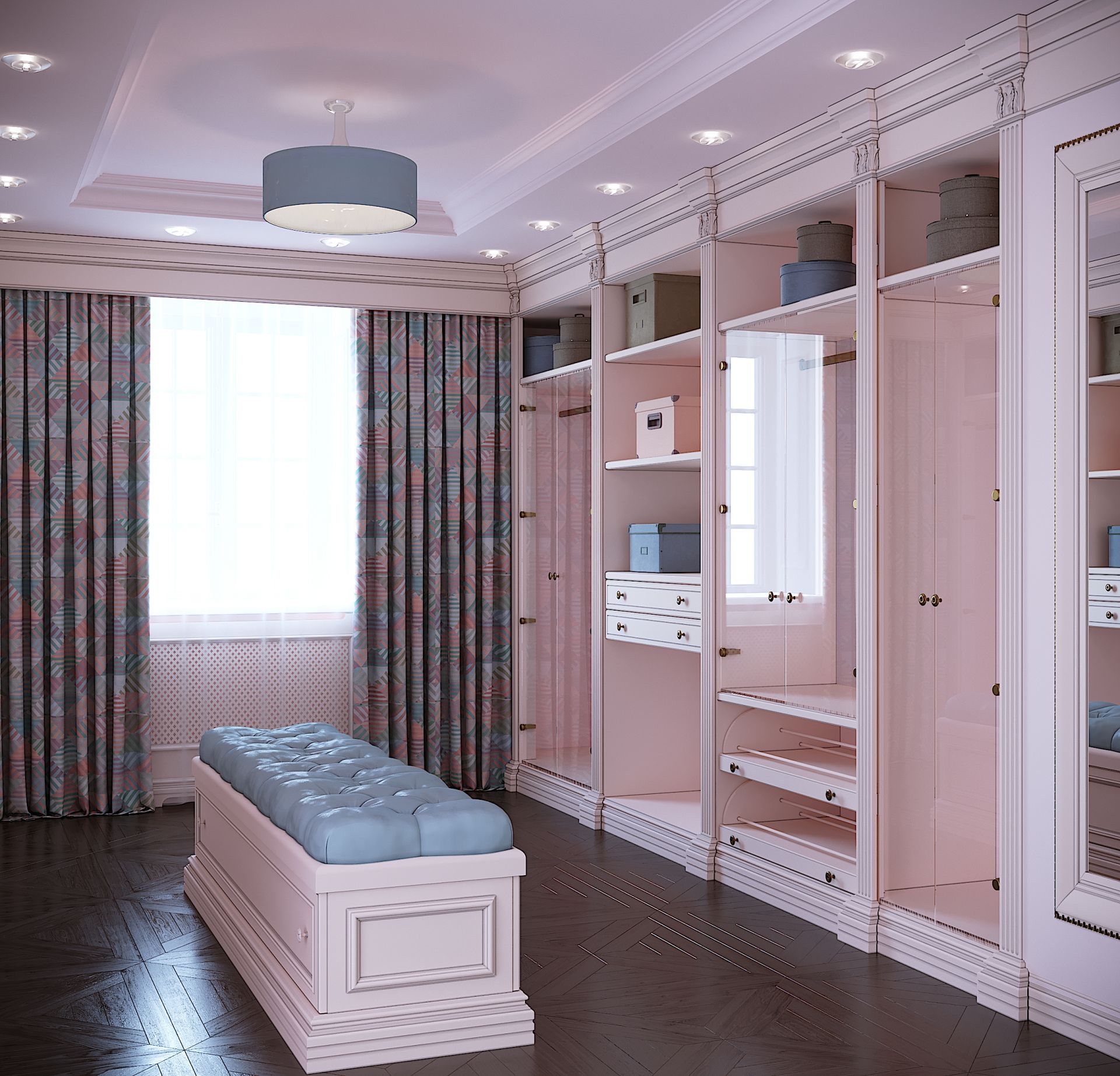 Wood, Neoclassical-style dressing room