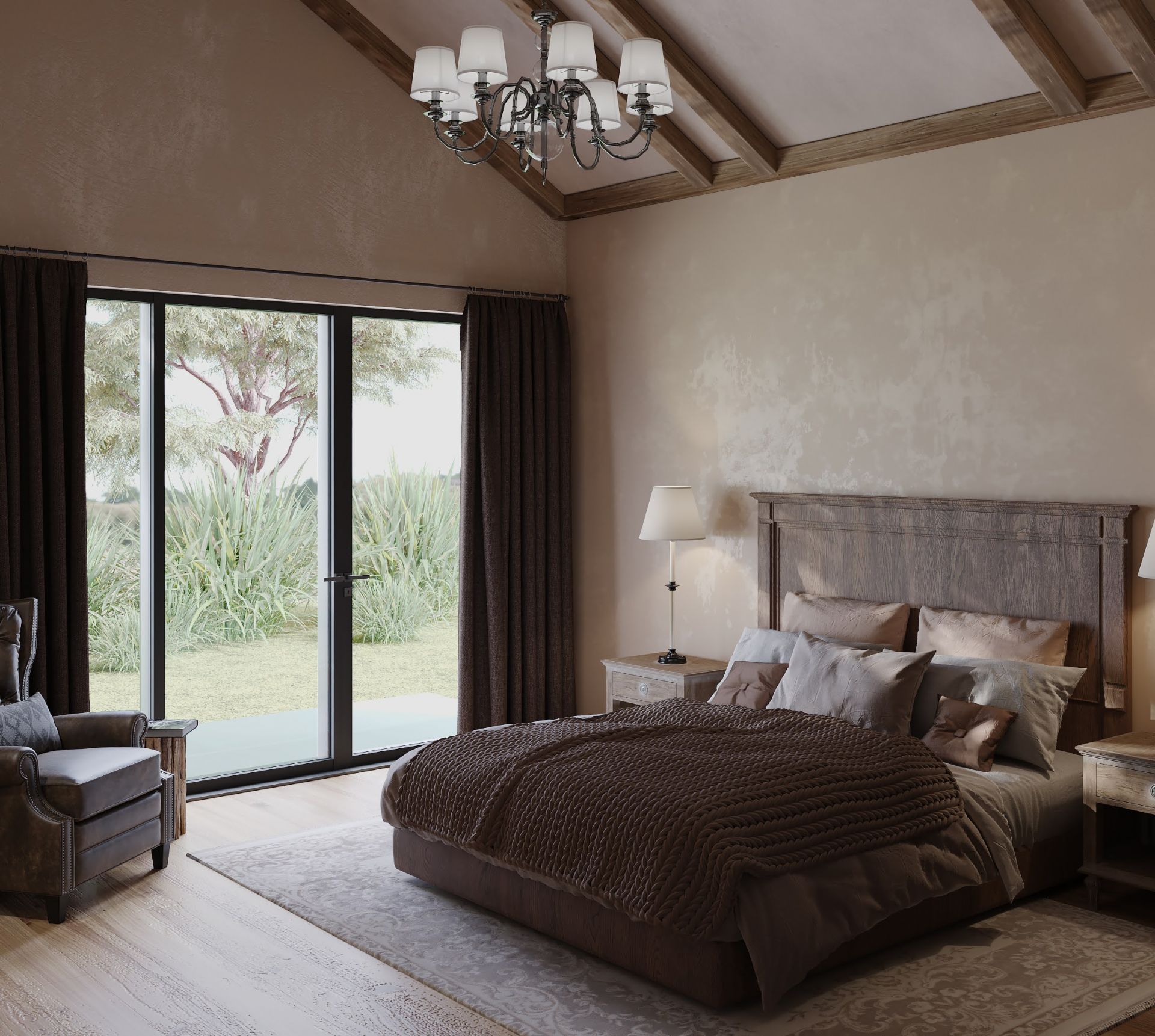 Design, Laconic bedroom in a country house