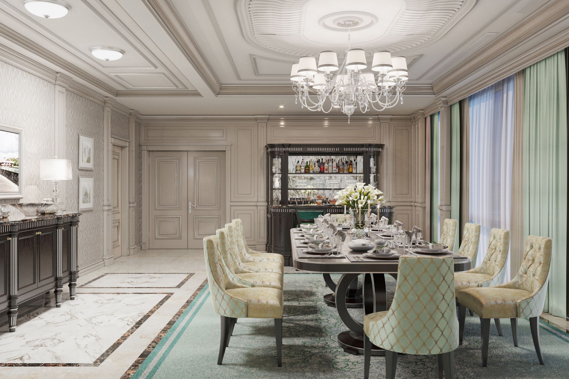 Dining room design in elegant style