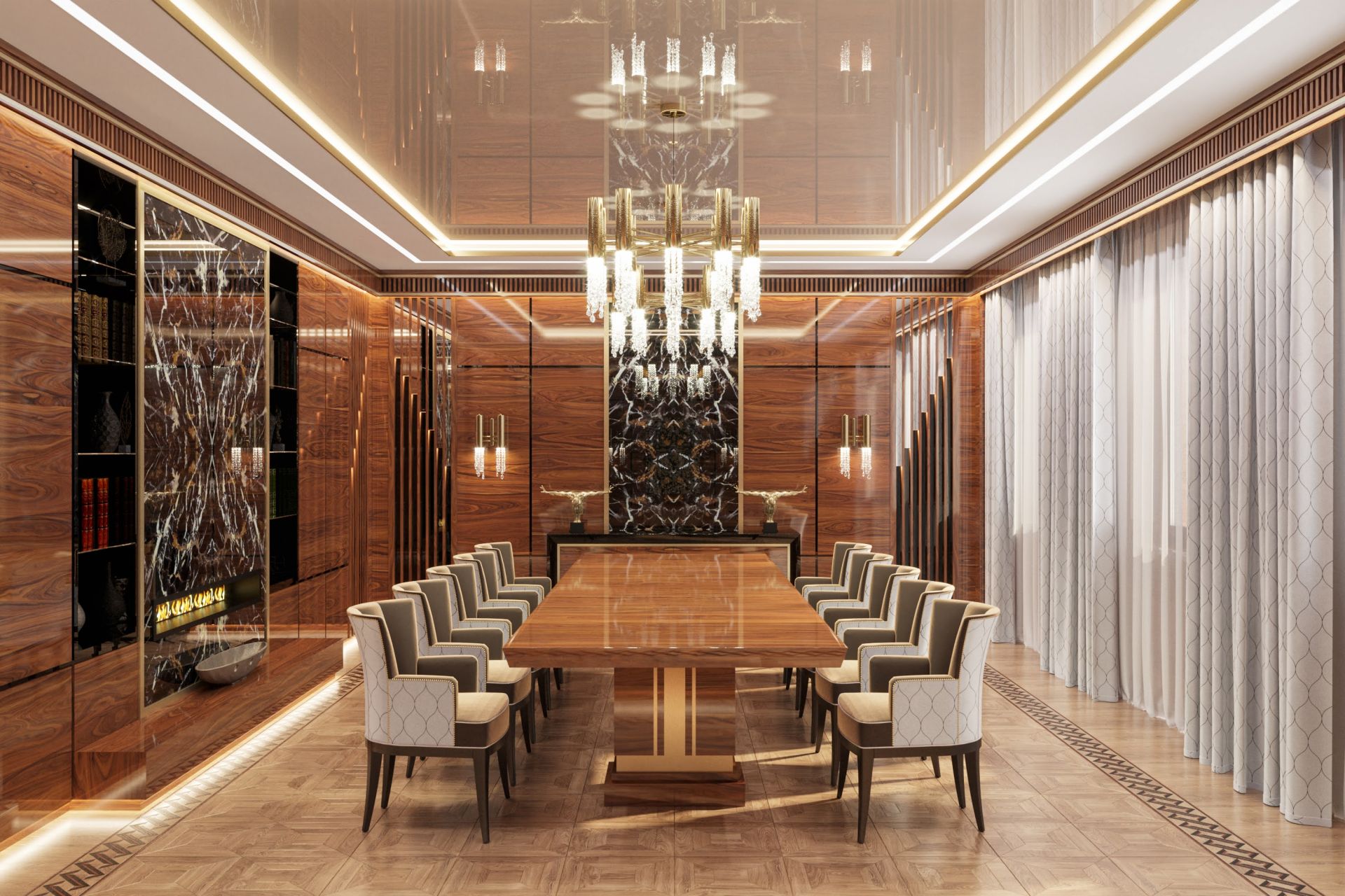 Интерьер переговорной комнаты в стиле современная классика
