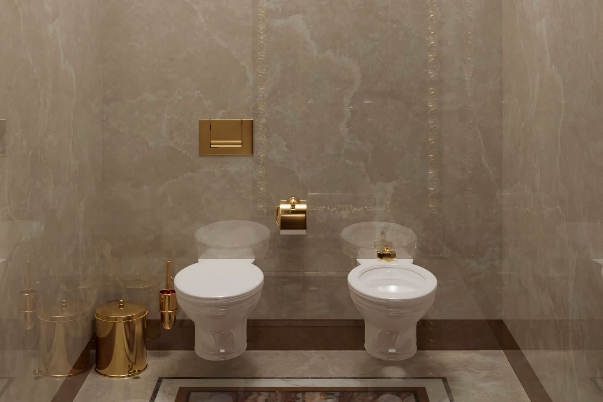 Sanitary room interior in classic style