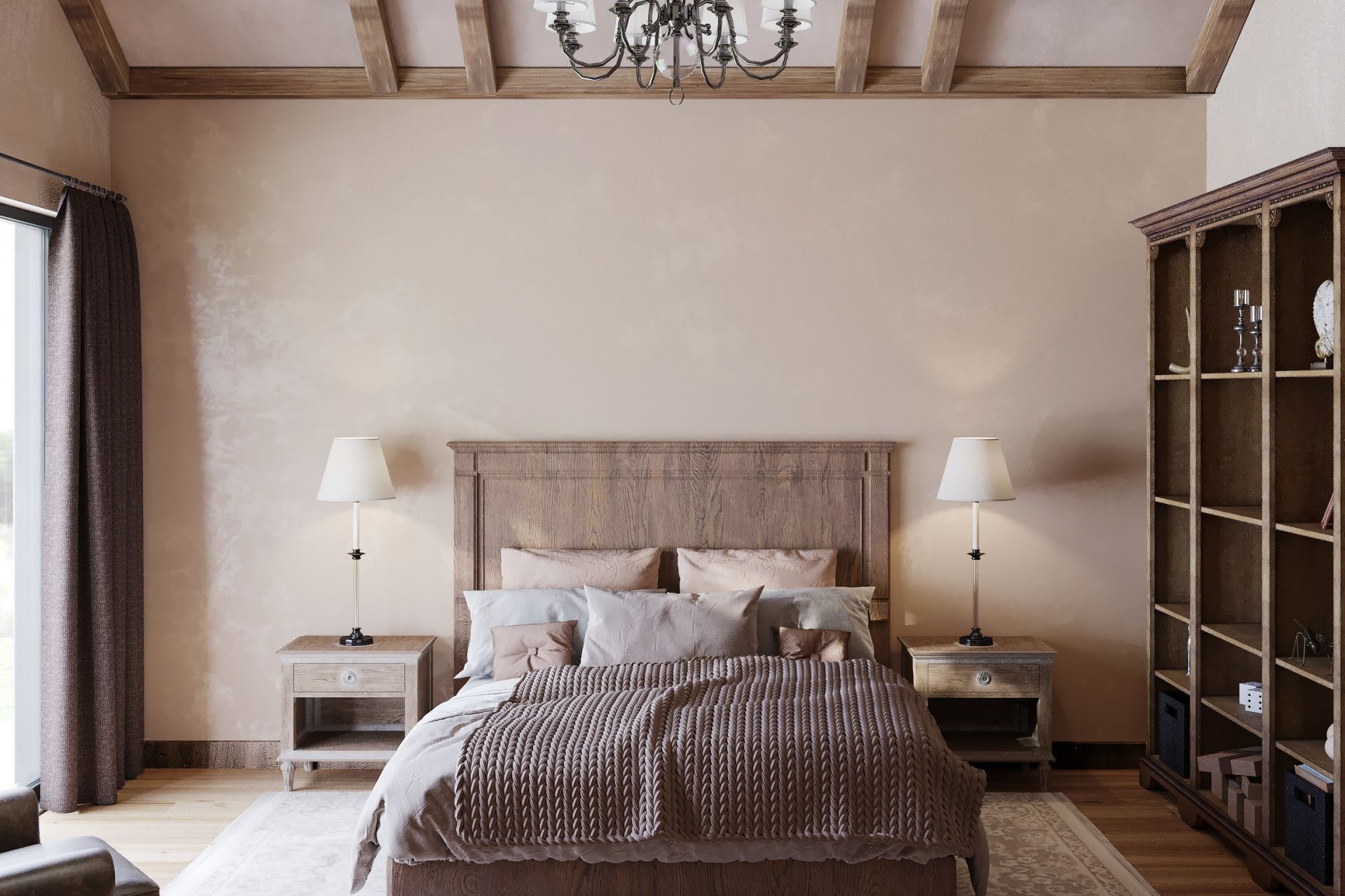 Laconic bedroom in a country house