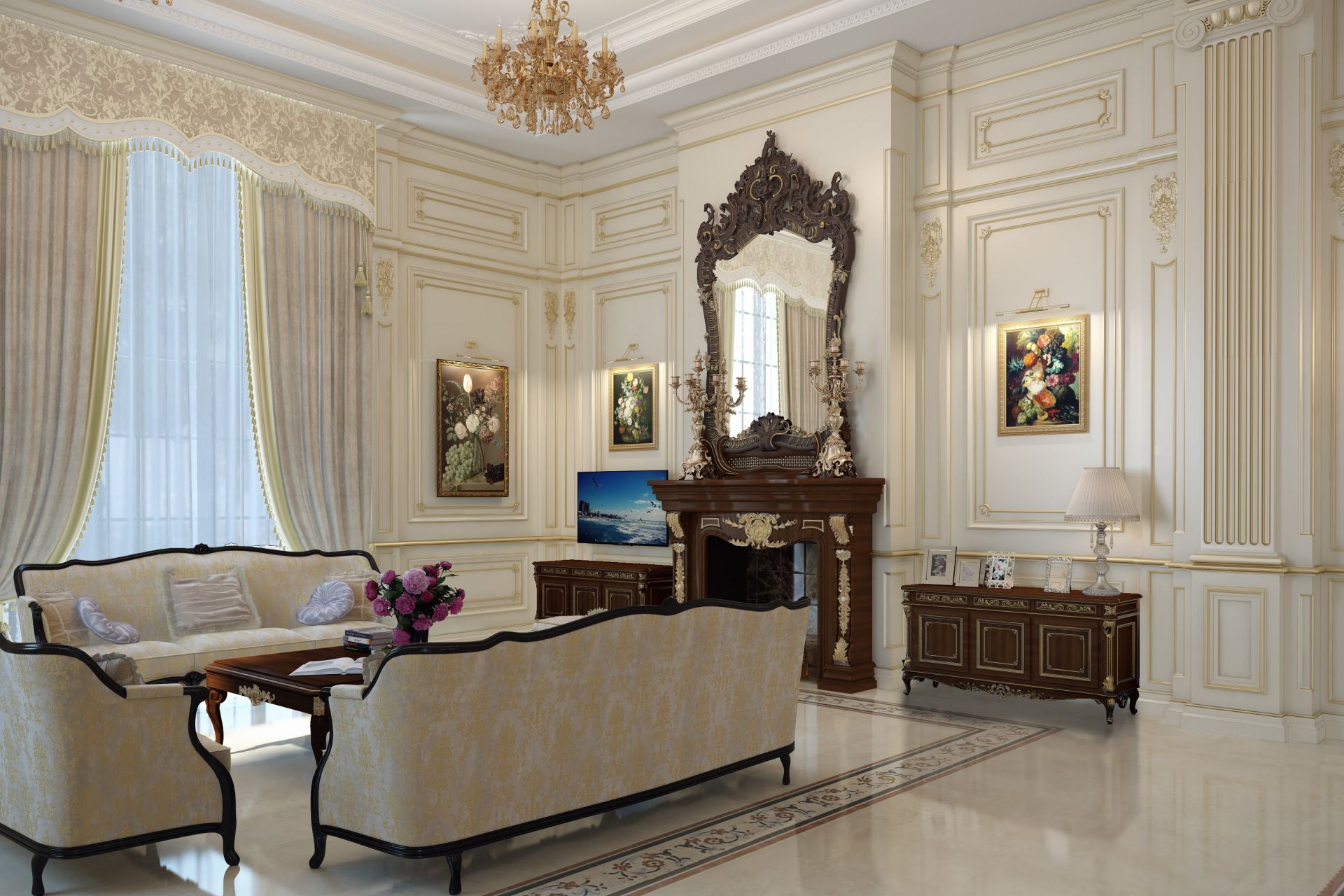 Living room palace interior 