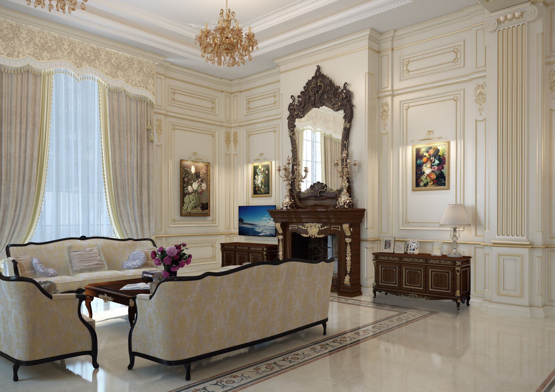 Living room palace interior