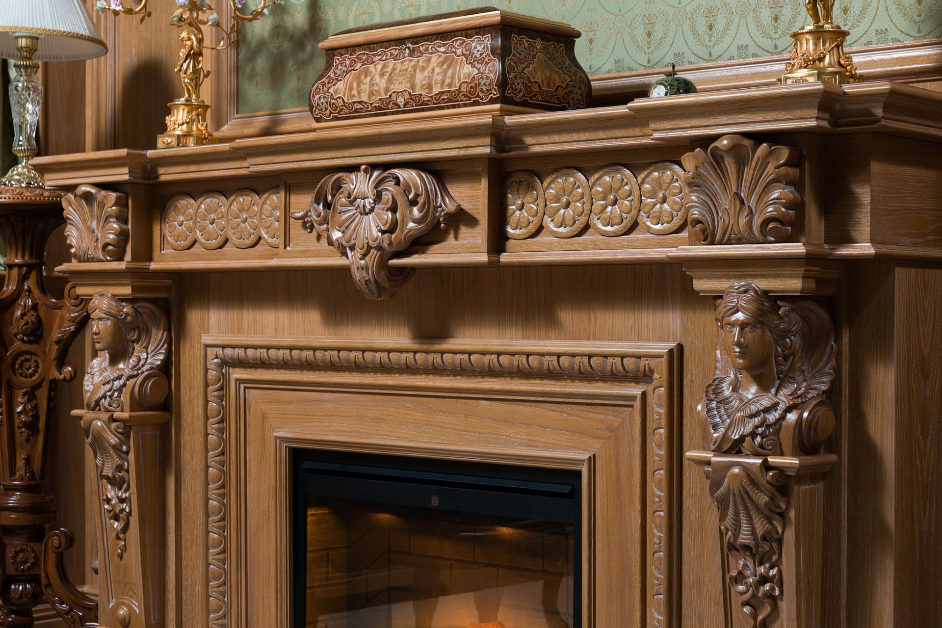 Wooden fireplace portal