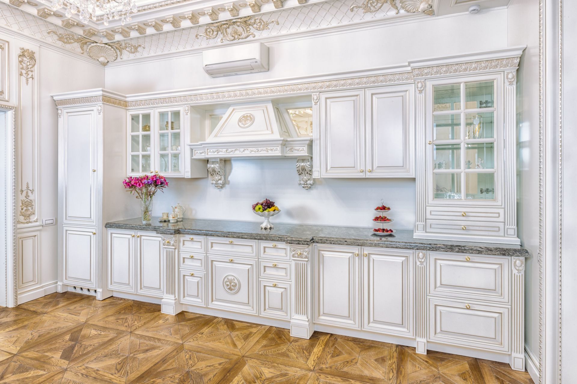 Wooden kitchen in white tones