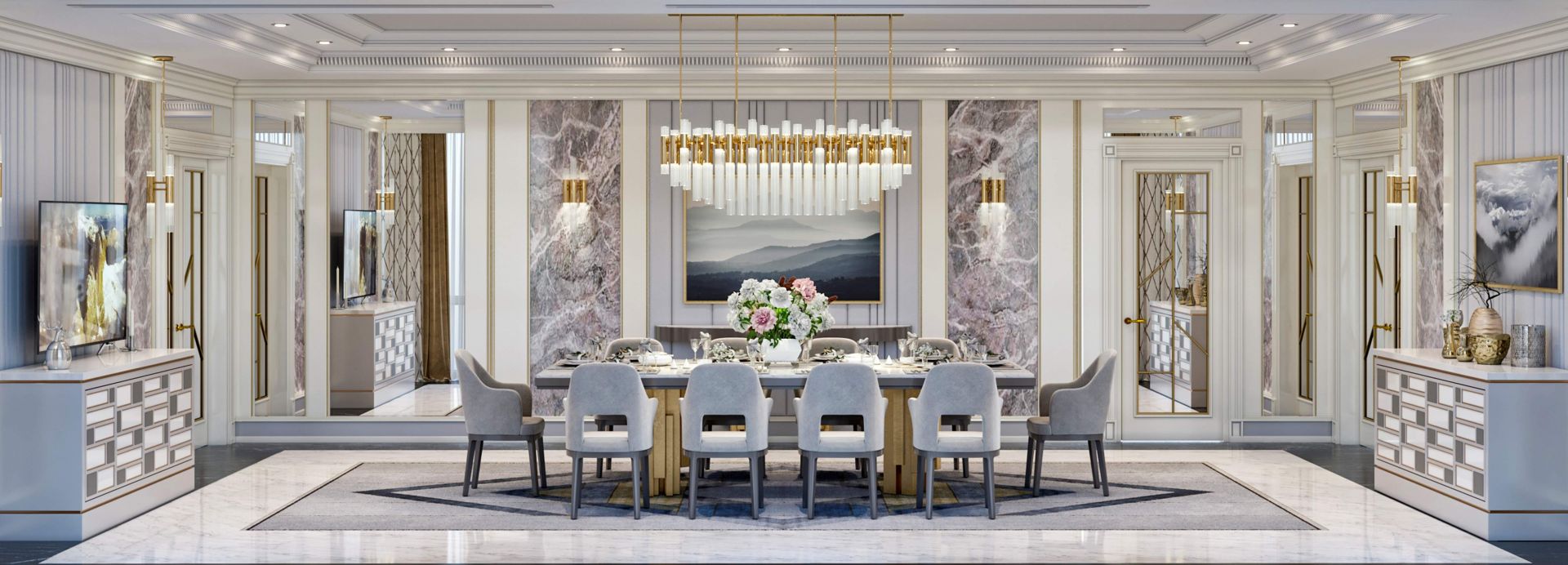 Design project of the living-dining room in the Hilton Hotel