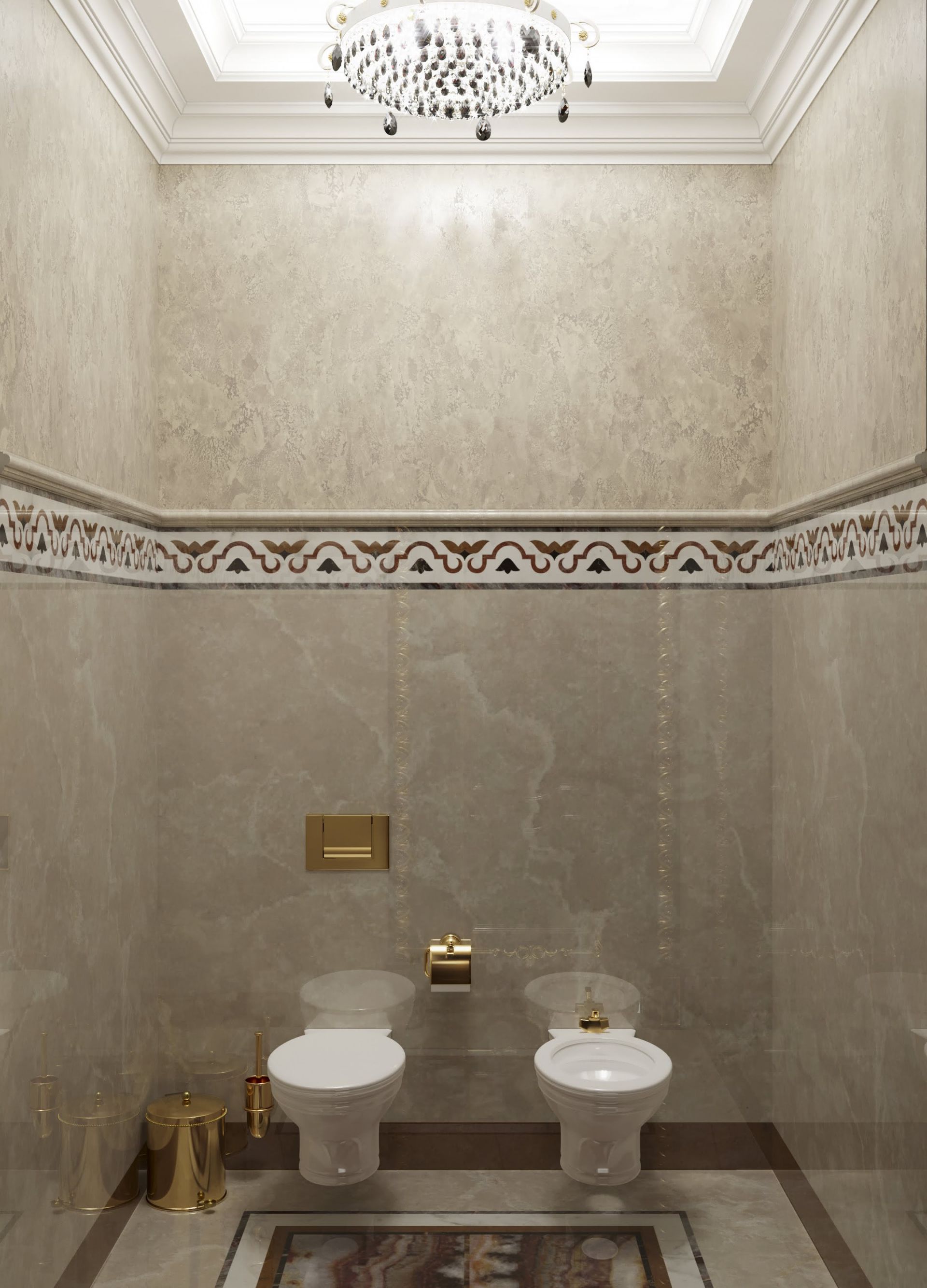 Sanitary room interior in classic style