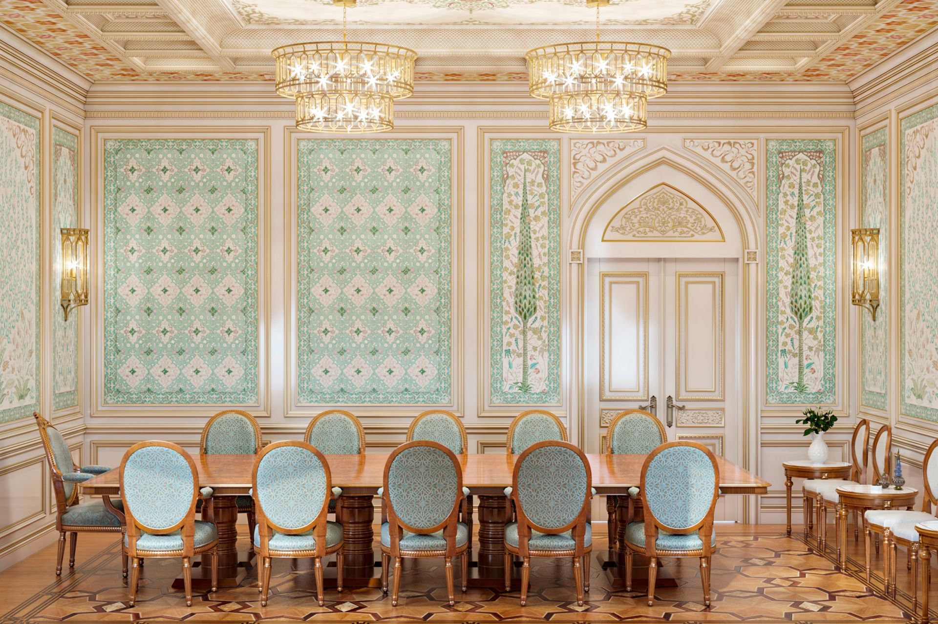 Meeting room interior design in oriental style