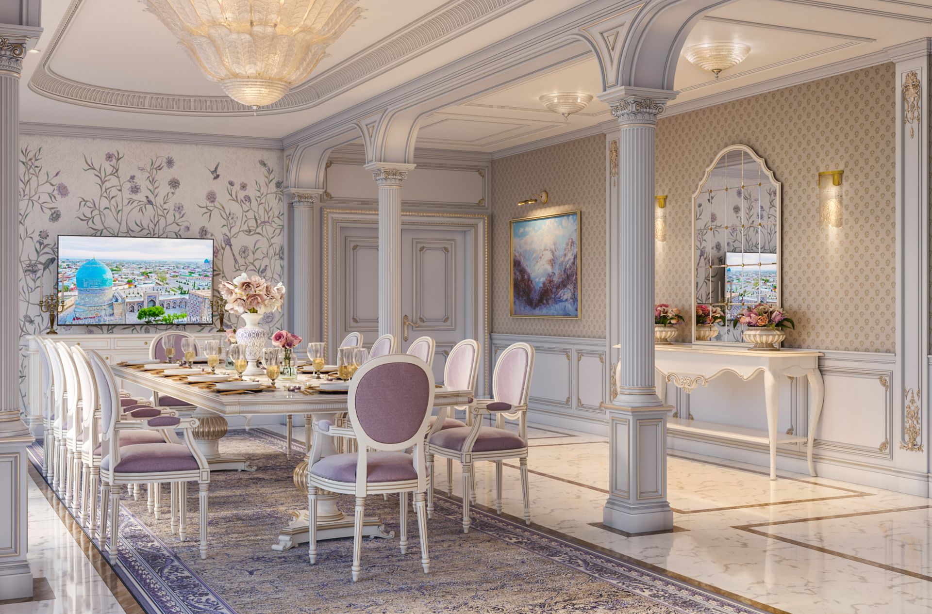 Presidential suite interior in the Hilton hotel, Uzbekistan