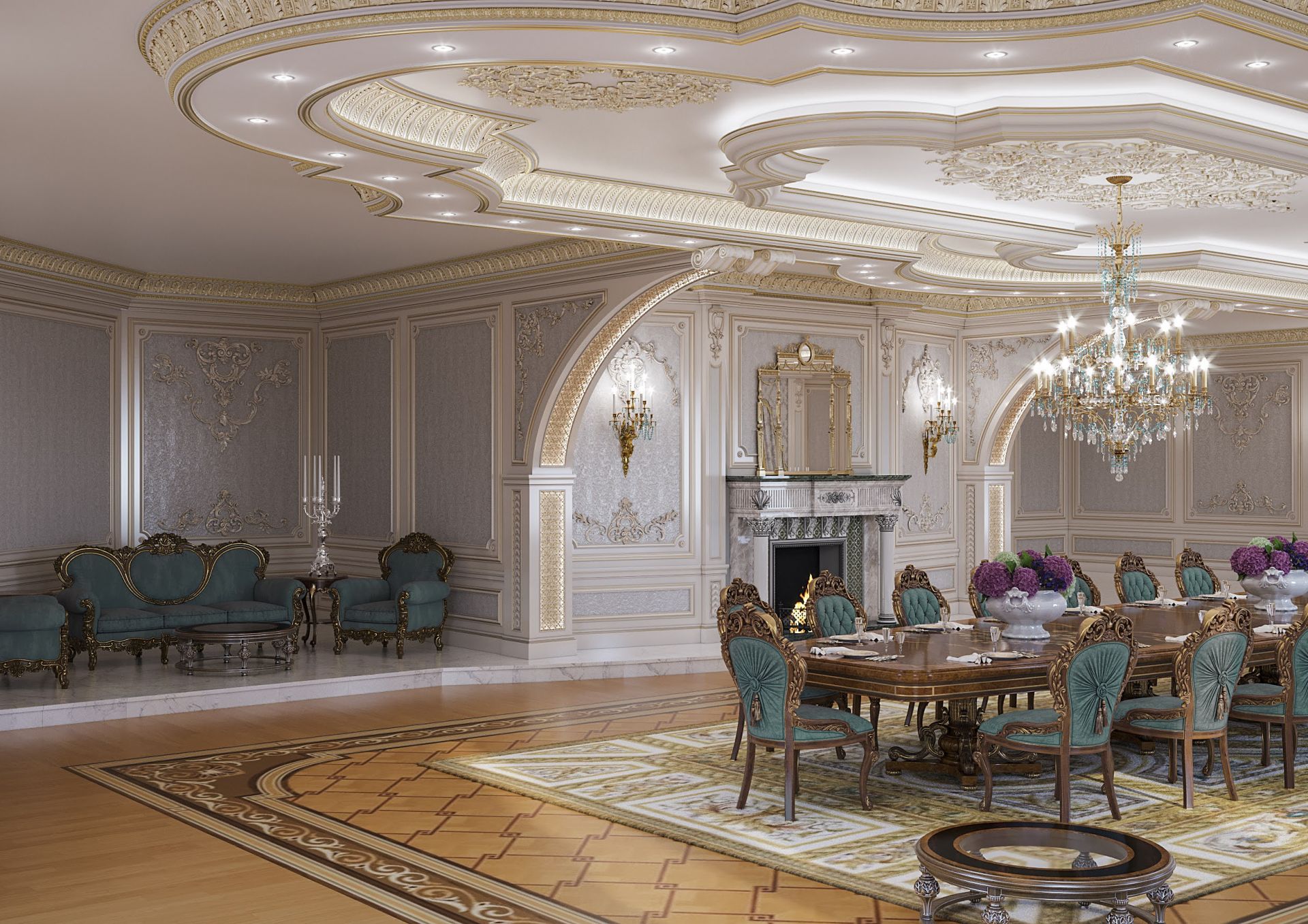 Luxurious banquet hall interior