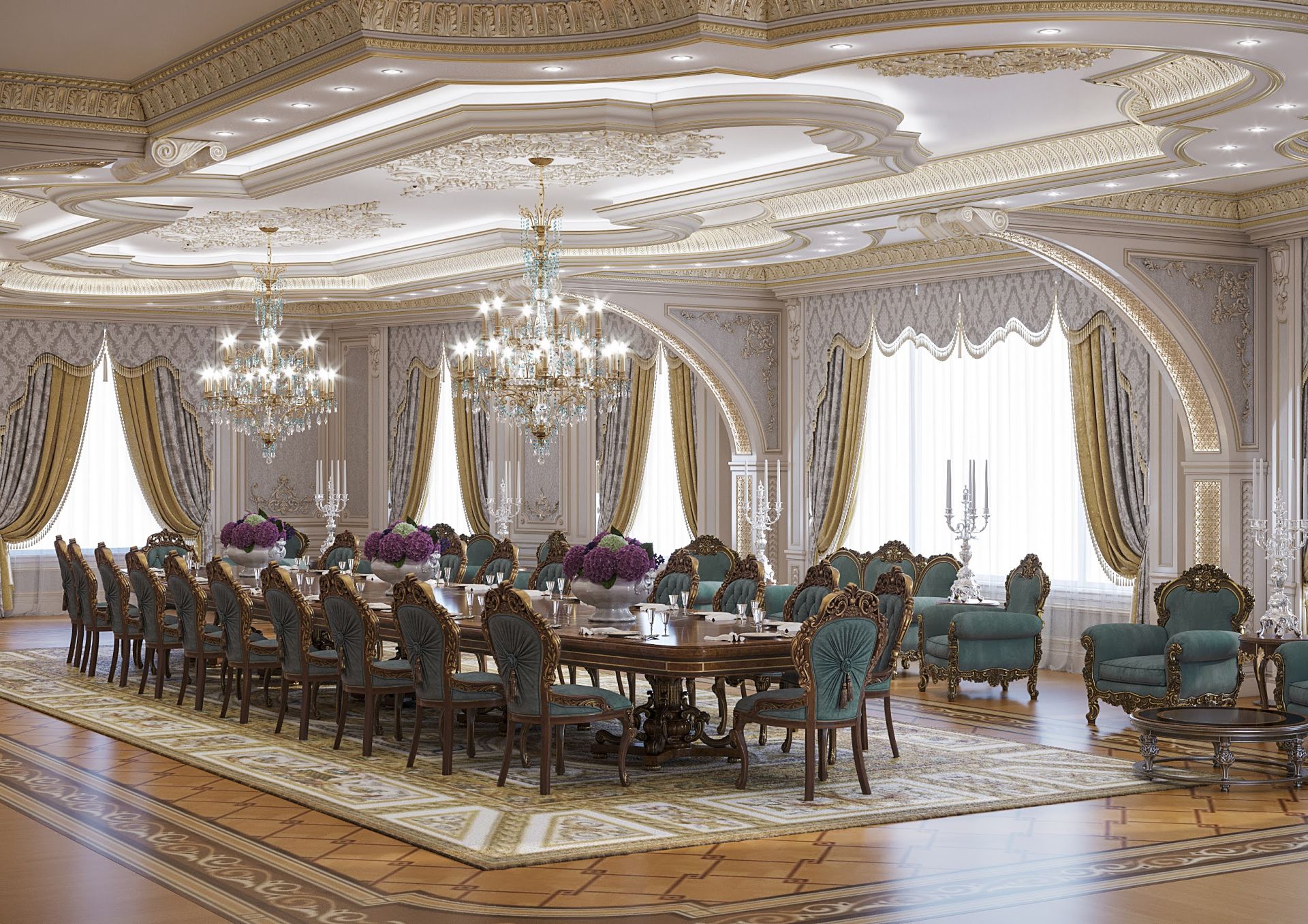 Luxurious banquet hall interior