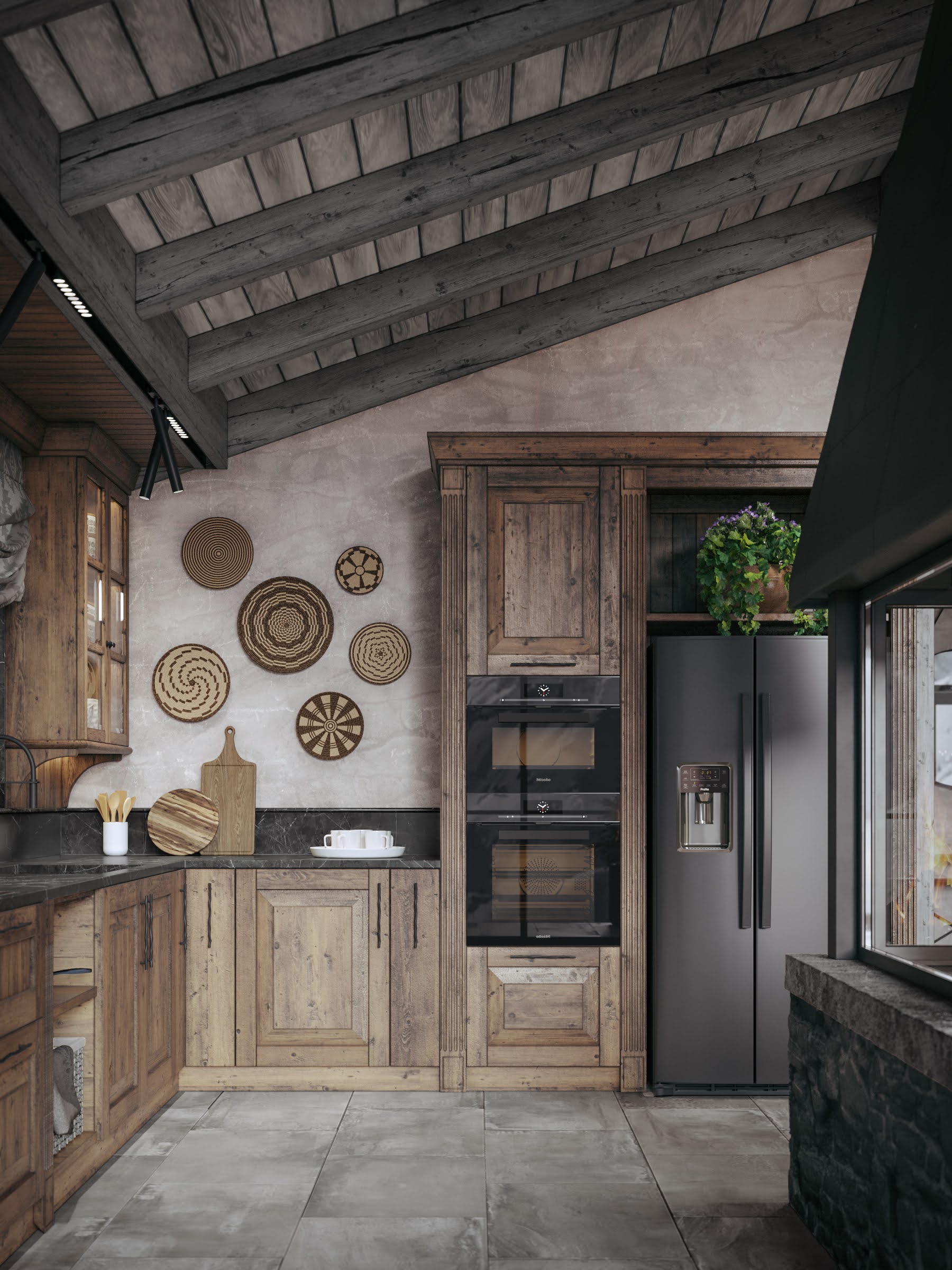 Chalet style kitchen interior