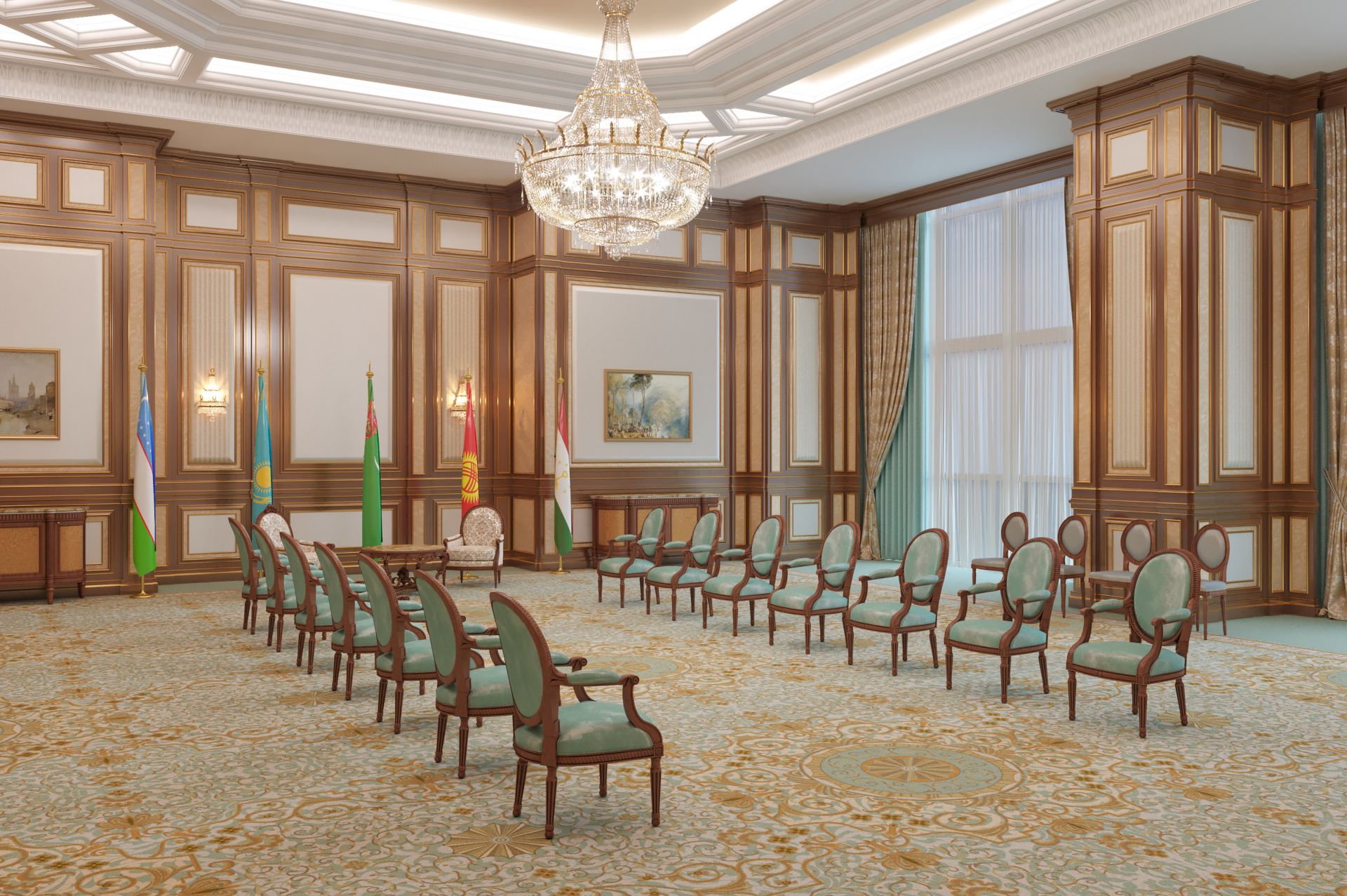 Зал совещаний, интерьер в классическом стиле