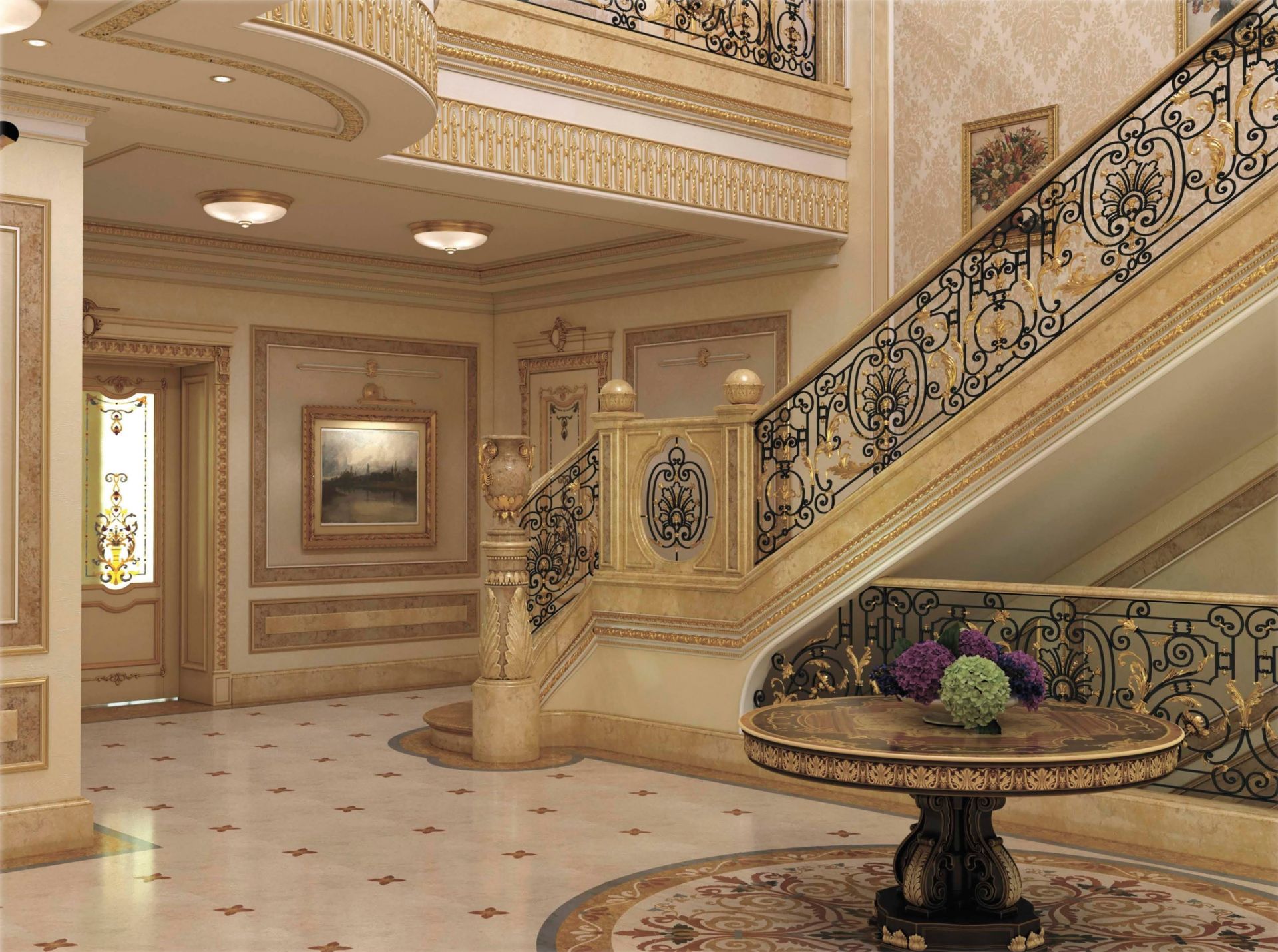 Design, Front staircase made of marble
