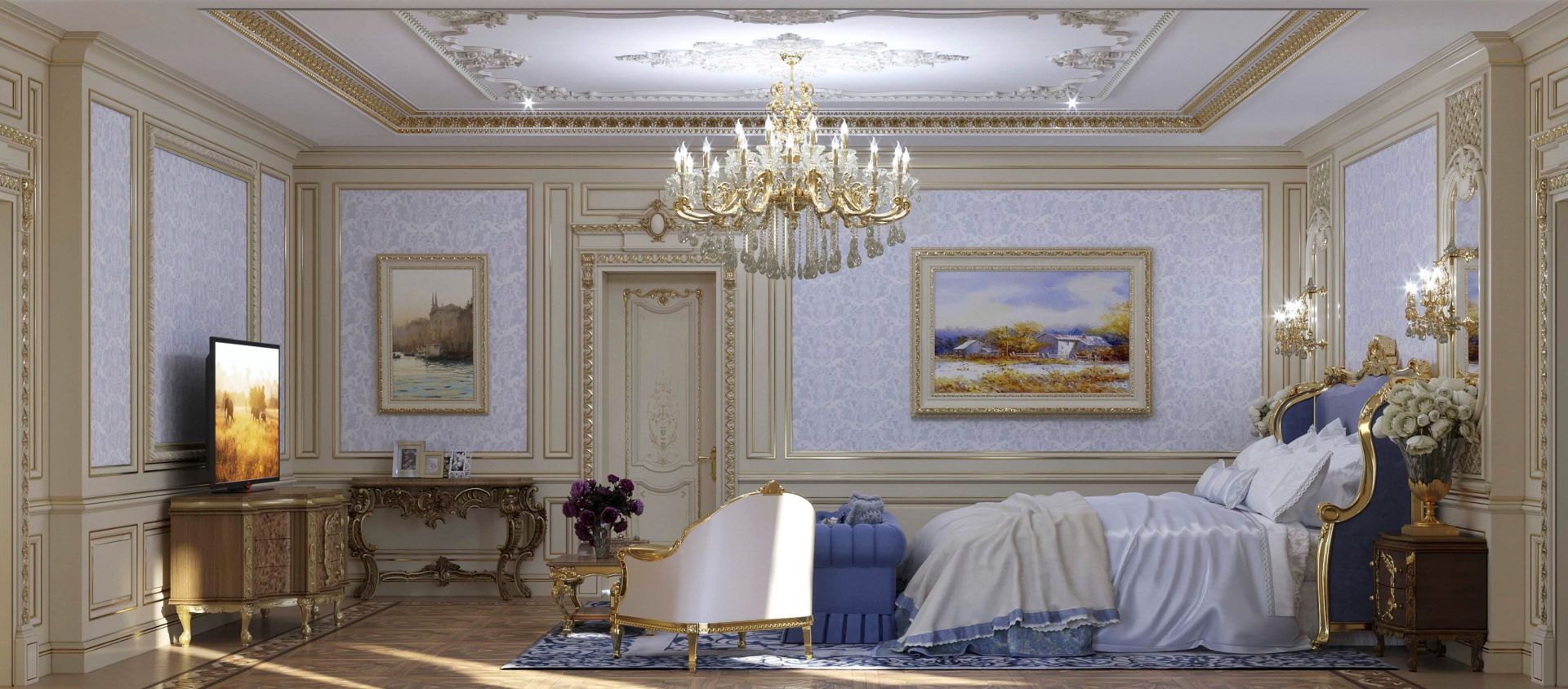 Design, Palace-style bedroom interior