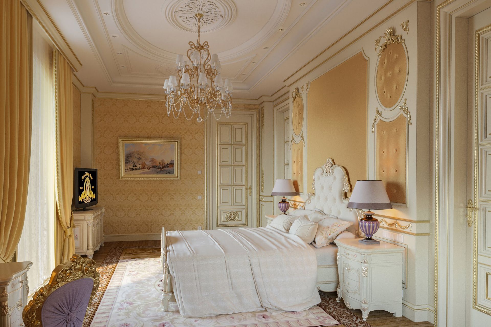 Дизайн, Уютный классический интерьер спальни