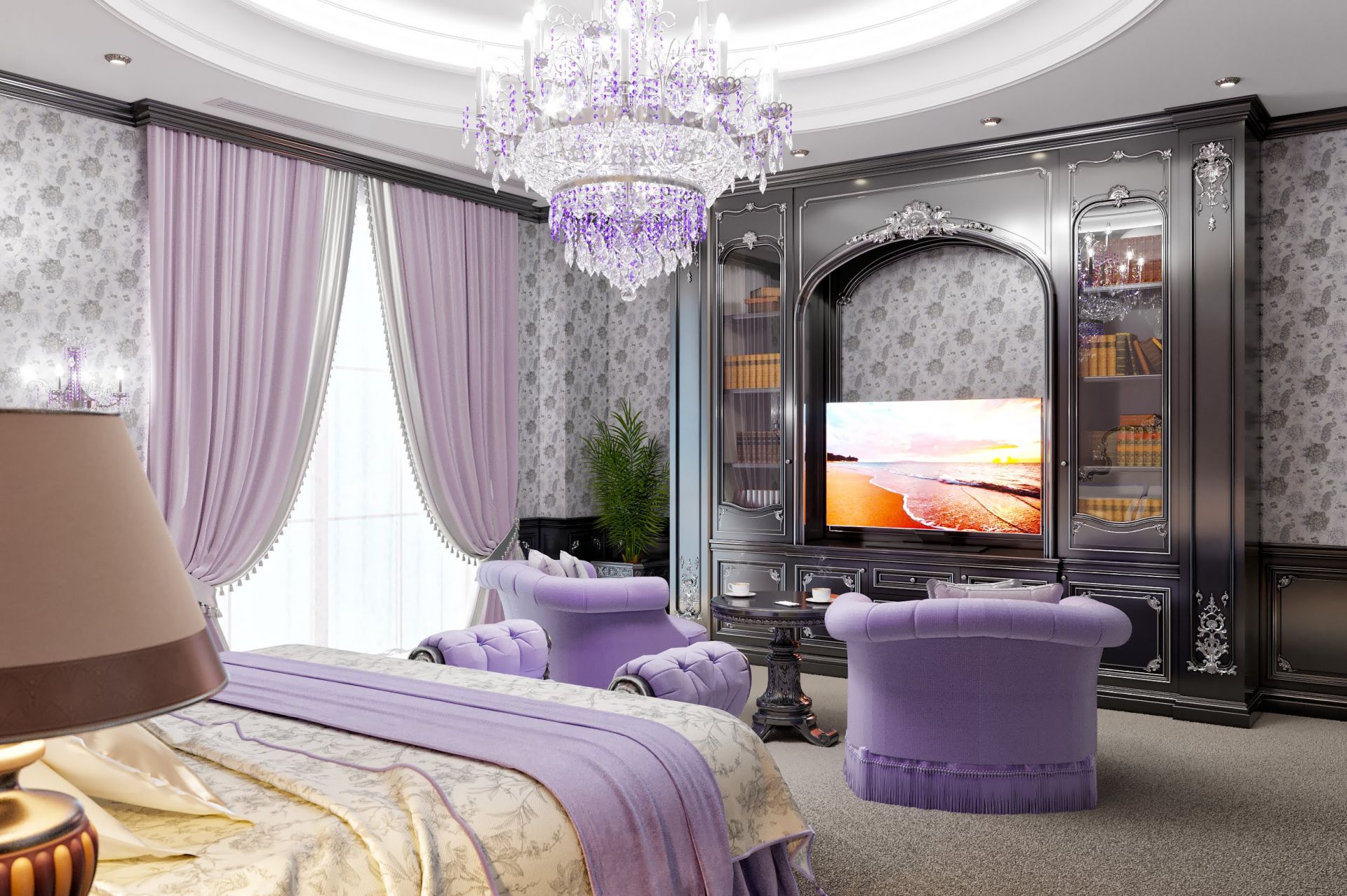 Design, Luxurious bedroom of a grandiose seven-story villa project in Iran
