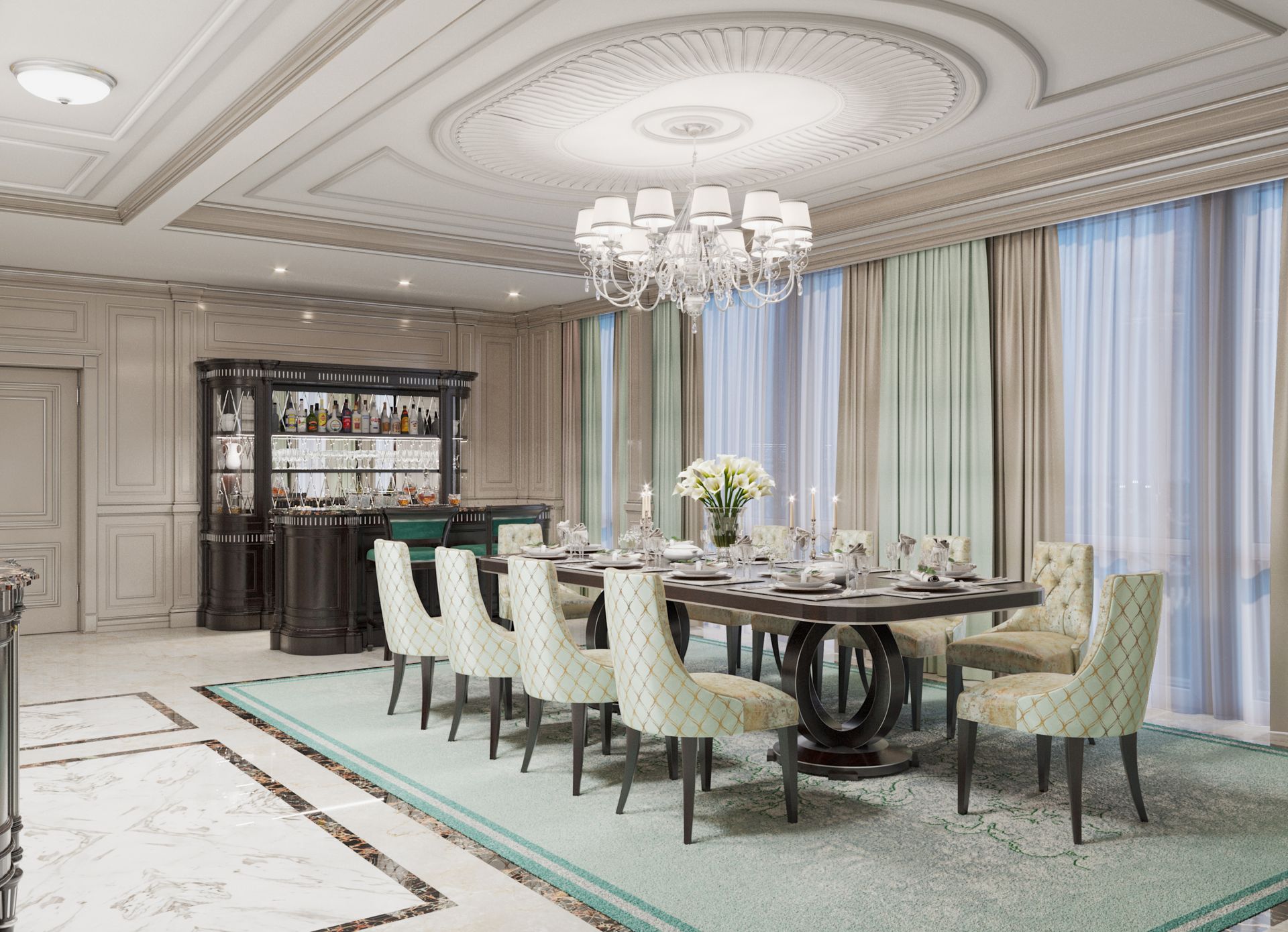 Design, Dining room design in elegant style