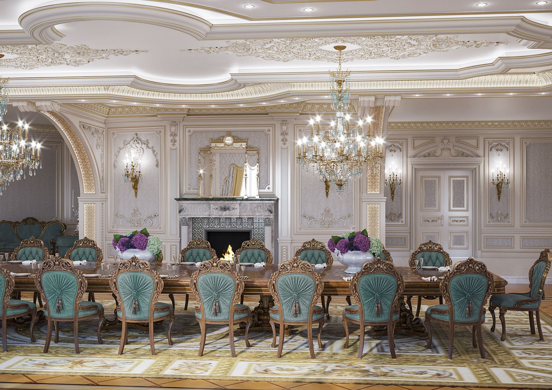 Design, Luxurious banquet hall interior
