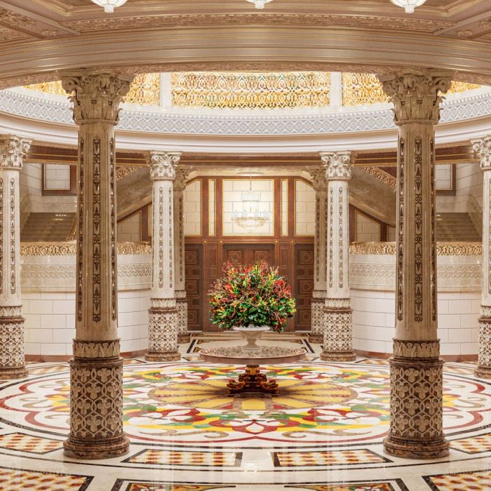 Luxurious lobby interior, private residency